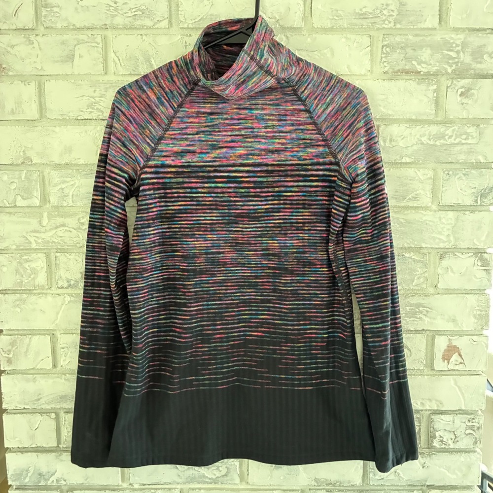 Nike Pro Hyperwarm Womens Large Mock Neck Space Dye Fleece Lined Top Multicolor